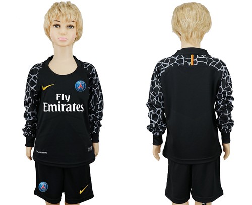 Chelsea Blank Black Goalkeeper Long Sleeves Kid Soccer Club Jersey - Click Image to Close